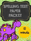 Spelling Test Paper (10 word version)