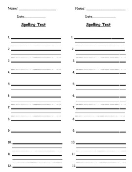Spelling Test Paper - 12 Words by Travels in Second Grade | TpT