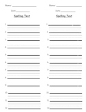 Spelling Test Paper - 12 Words