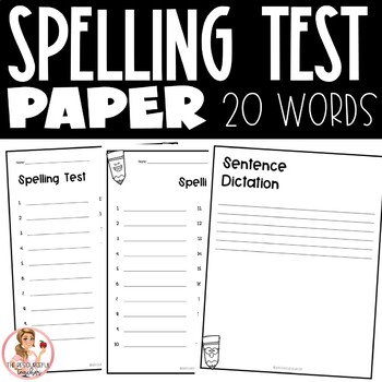 Preview of Spelling Test Paper | 20 words