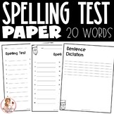 Spelling Test Paper | 20 words
