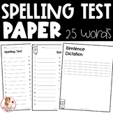 Spelling Test Paper (25 words)