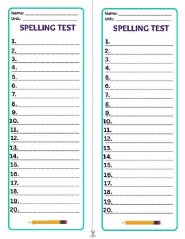 Preview of Spelling Test Paper