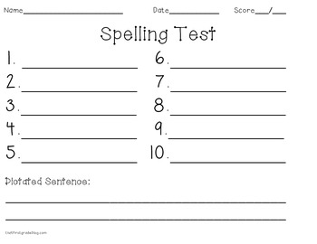 spelling test paper blank by that literacy blog tpt