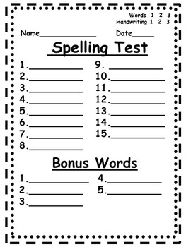 Preview of Spelling Test Paper EDITABLE