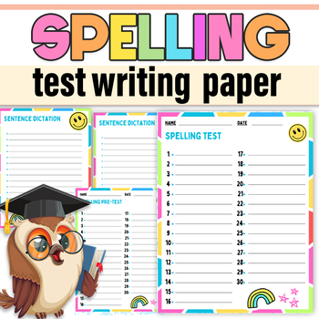 Preview of Spelling Test Paper For All Grades|Test Paper  Handwriting Lines Writing Paper