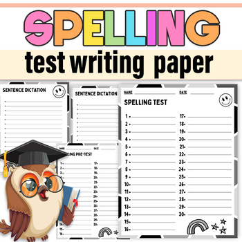 Preview of Spelling Test Paper For All Grades | Test Paper  Handwriting Lines Writing Paper