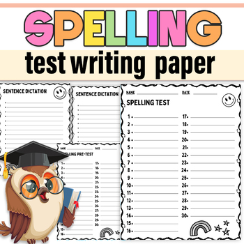 Preview of Spelling Test Paper For All Grades|Test Paper  Black