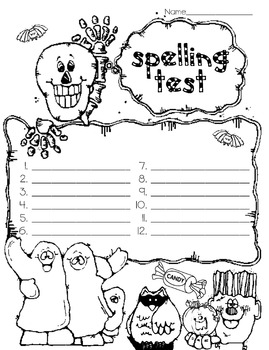 Preview of Spelling Test Paper // Happy Halloween!