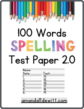 Preview of Spelling Test Paper 2.0: Updated Fun Sight Word Recording Sheets for Primary