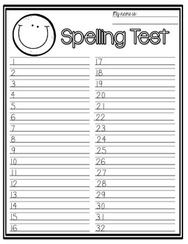 spelling test paper for big kids by tami teaches tami
