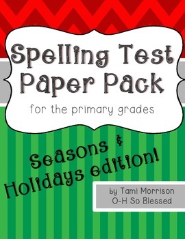 Preview of Spelling Test Paper [seasons & holidays edition!]