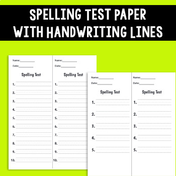 Preview of Spelling Test Paper with Handwriting Lines