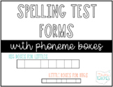 Spelling Test Paper with Phoneme Boxes