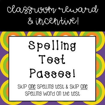 Preview of Spelling Test Pass Class Rewards
