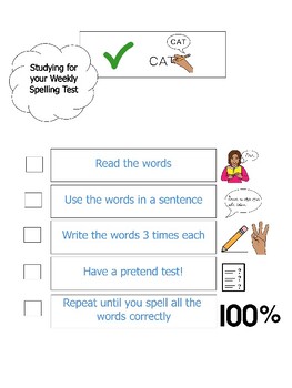 Preview of Spelling Test Study Checklist