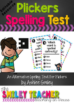 Preview of Spelling Test Task Cards- Editable and Plickers Friendly