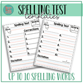 Spelling Test Template/1-10 questions/dictation sentence/p