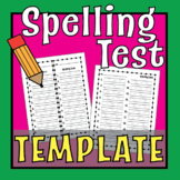 Spelling Test Template -10 words, 12 words, 15 words & 20 words! [Template]