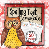 Spelling Pretest/Test Template (20 Words)