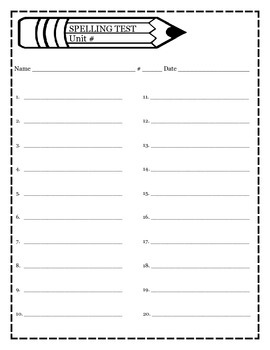 Printable spelling test lined paper free download