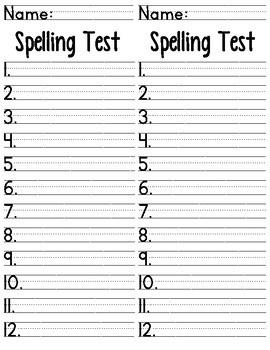 Results for blank spelling test template TPT