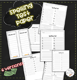 Spelling Test Template Blank Spelling Test Paper 10 12 15 