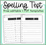 Spelling Test FREEBIE Templates PDF and Editable Spelling 