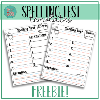 Spelling Test Template/Freebie/Primary Lines 1-10 questions/dictation