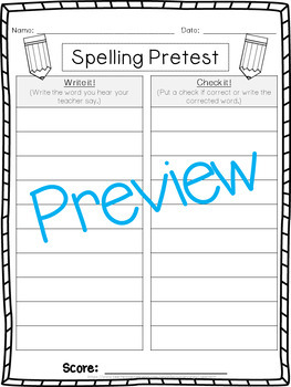 Spelling Test Templates (up to 20 words) by Mrs Wenning's Classroom