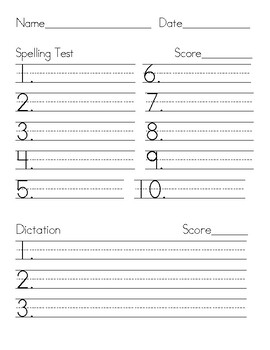 Spelling Dictation Template Worksheets Teaching Resources Tpt