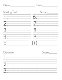 Spelling Test Template with dictation