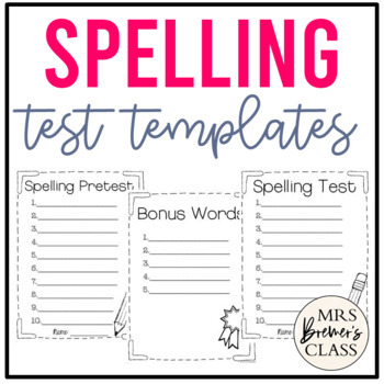 Preview of Spelling Test Templates
