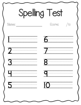 Preview of Spelling Test Templates