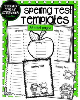 Preview of Spelling Test Templates 36 total pages{Texas Twist Scribbles}