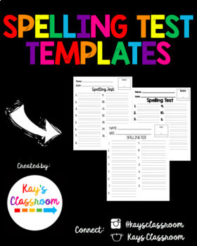 Spelling Test Templates by Kay's Classroom | TPT
