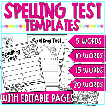 Preview of Spelling Test Templates with an EDITABLE FILE