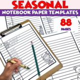 Spelling Test Templates - Seasonal Cursive Notebook Papers