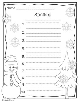 Spelling Test Templates: Seasonal Themed by Homegrown Learning | TpT