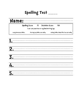 Preview of Spelling Test Templates (for 5, 6, 10, 12, 14, or 15 words) PLUS 2 Dictation