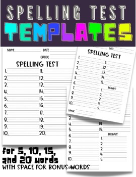 Spelling Test Templates (with handwriting lines!) by Lindsey Long