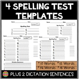 Spelling Test Templates with up to 16 Words
