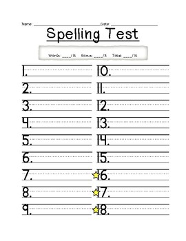spelling test and dictation form by lk creations tpt
