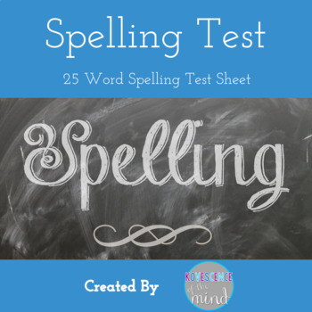 Preview of Spelling Test of 25 words Freebie