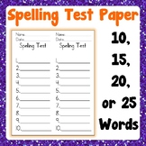 Spelling Test paper for ALL Grades - Template for 10, 15, 