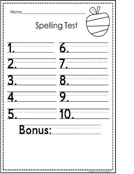Preview of Spelling Tests (10, 12, 15, 20 words) with Seasonal Clipart BW