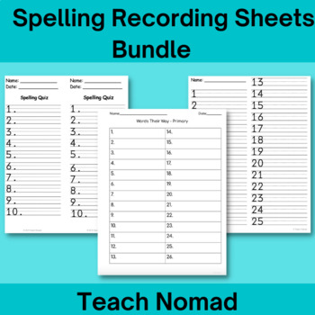 Preview of Spelling Tests Template Bundle | Spelling Recording Sheets
