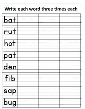 Preview of Spelling Three Times Each