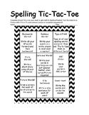 Spelling Tic-Tac-Toe Homework