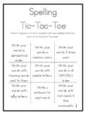 Spelling Tic-Tac-Toe Sheets (6)